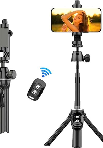 UBeesize Selfie Stick Tripod, Extendable Selfie Stick Tripod with Remote, Portable & Lightweight Phone Tripod Compatible with iPhone/Android, Perfect for Selfies/Video Recording/Vlogging