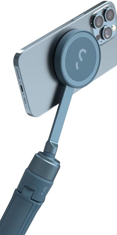 ShiftCam SnapPod - Video Selfie Stick and Tripod - Magnetic Mount Snaps on to Any Phone - Tiltable Design | Blue Jay