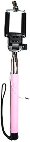 Selfie Stick for Easy Phone Photos | 3.5mm Audio Jack Plug in Cable and Click Button | (Pink-Single)
