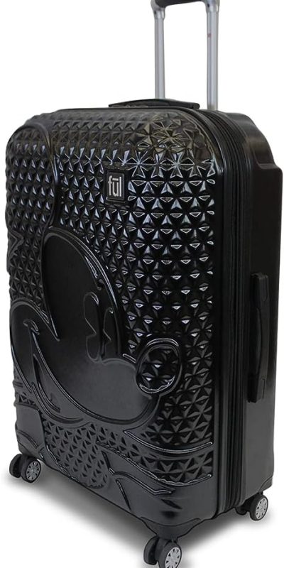 FUL Disney Mickey Mouse 21 Inch Rolling Luggage, Hardshell Carry On Suitcase with Spinner Wheels, Black