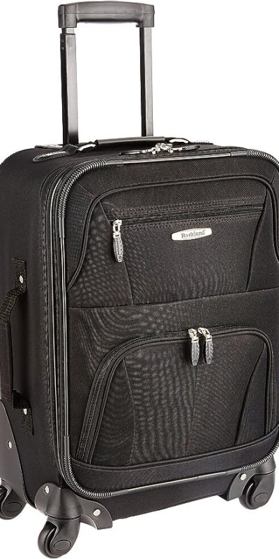 Rockland Expandable Spinner Carry On, Black, 19-Inch